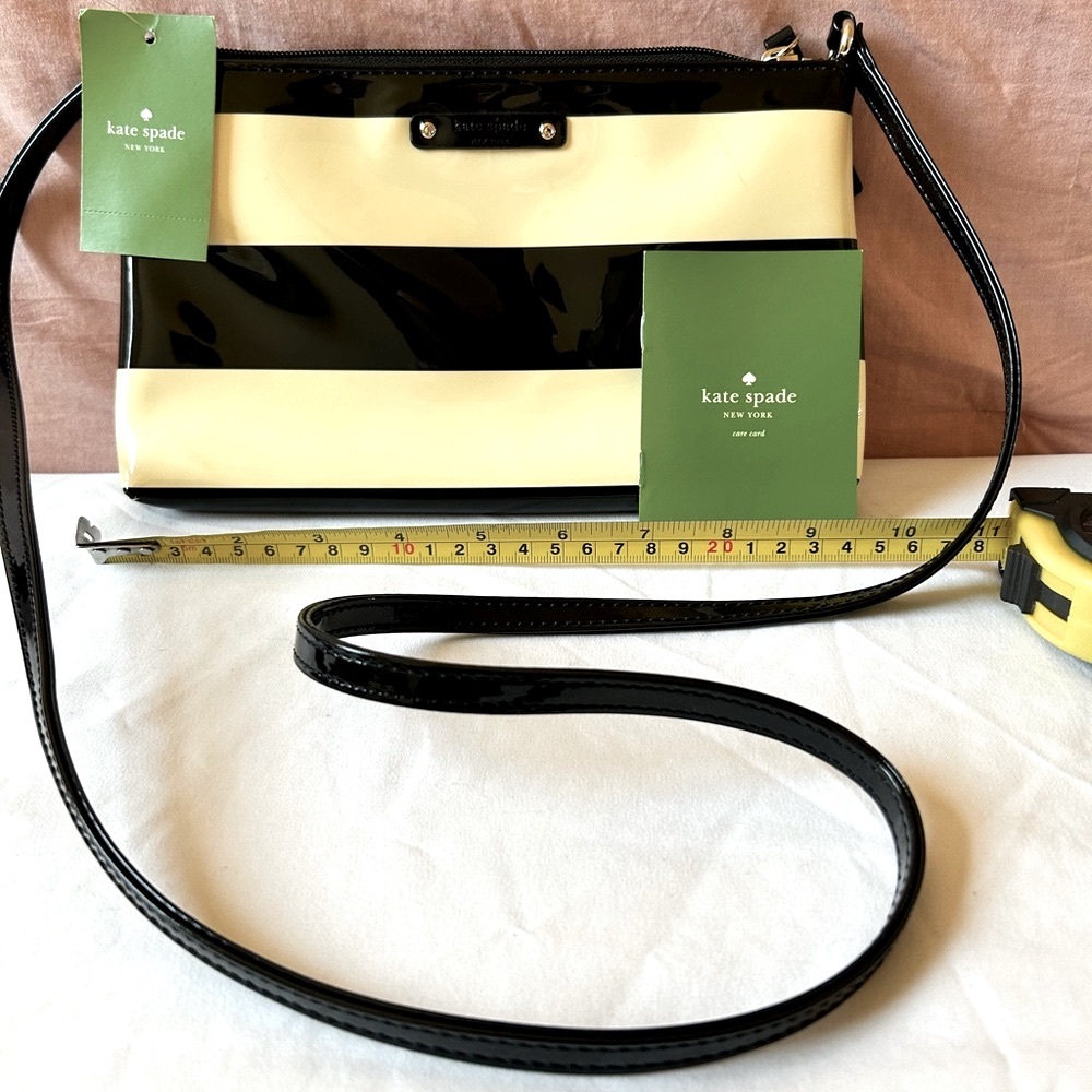 Kate Spade Black and Cream Striped Crossbody Bag